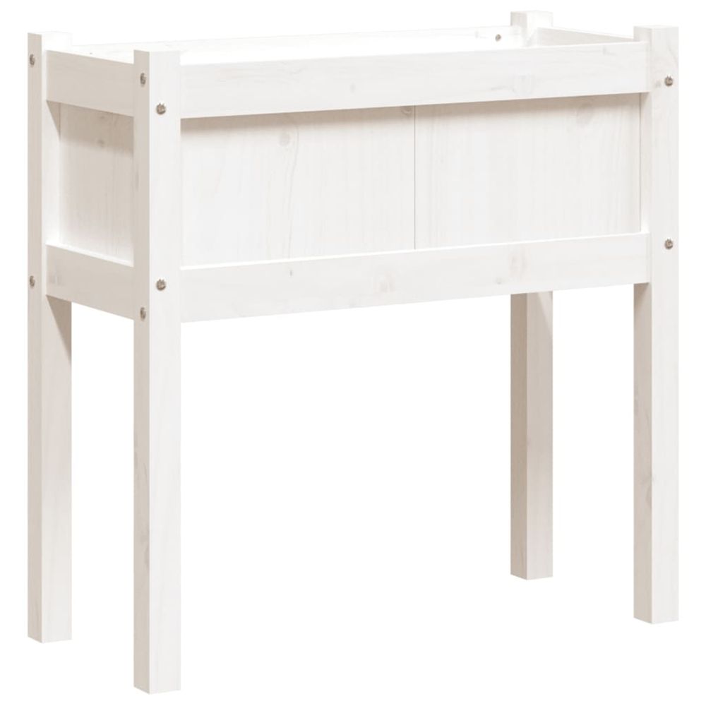 Jardinière d'extérieurs avec pieds blanc 70x31x70 cm bois de pin massif