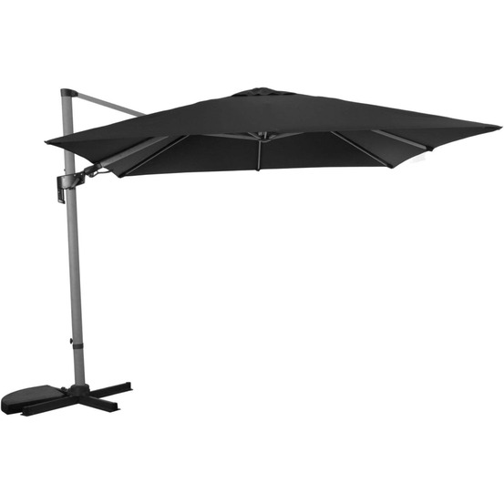 Parasol déporté orientable 3 x 3 m manado mât imitation bois flotté gris