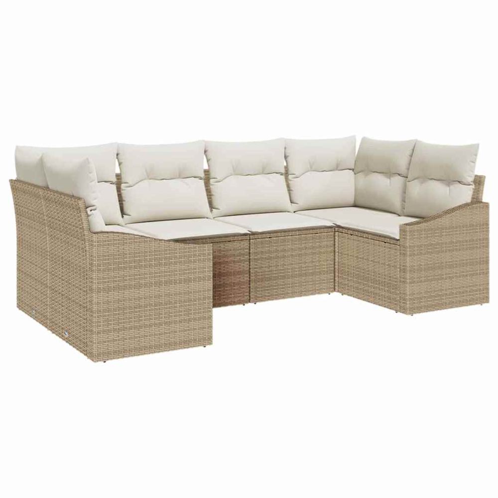 Ensemble de canapé de jardin 6 pc beige et crème polyrotin