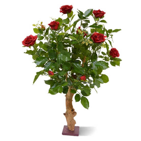 Rosier artificiel fleuri sur tige 75 cm rouge