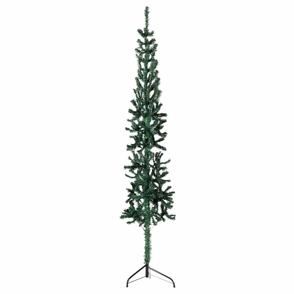 Demi sapin de noël artificiel mince avec support vert 120 cm