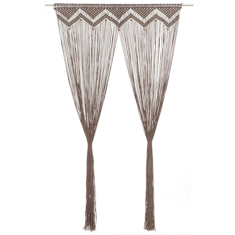Rideau en macramé taupe 140x240 cm coton