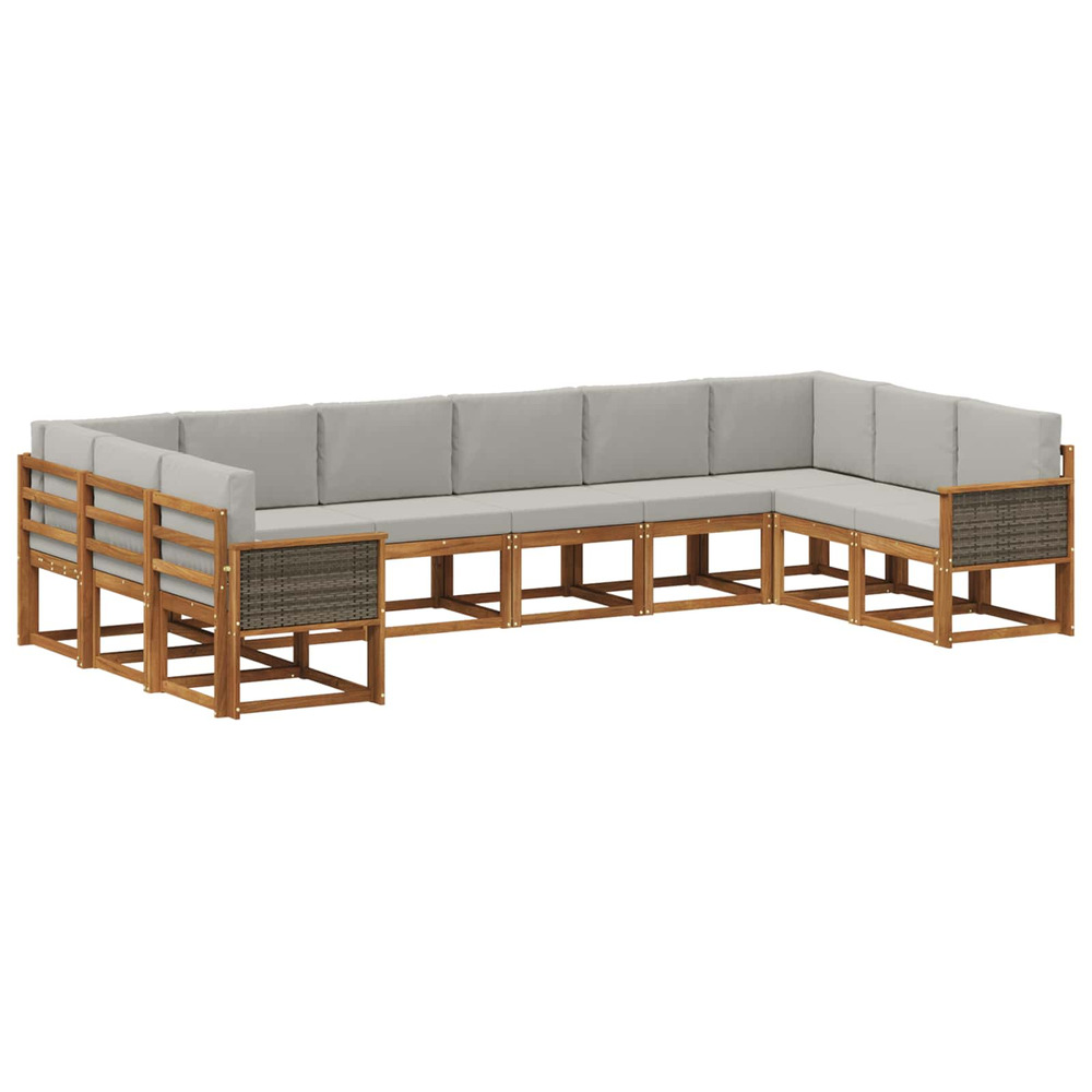Ensemble de canapés d'extérieur 10 pcs naturel et gris clair