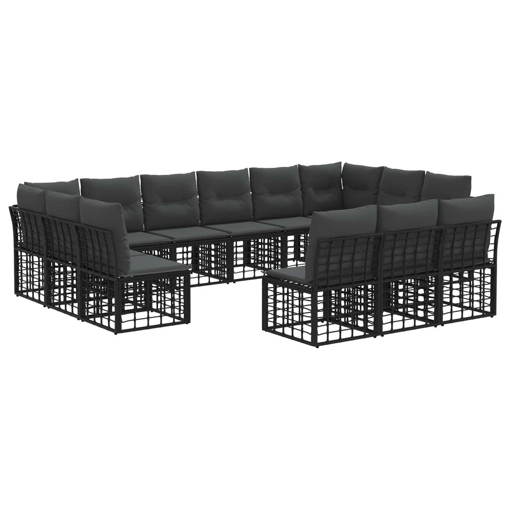Ensemble de canapés d'extérieur noir et gris foncé polyester