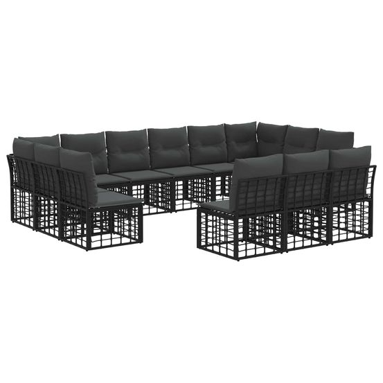 Ensemble de canapés d'extérieur noir et gris foncé polyester