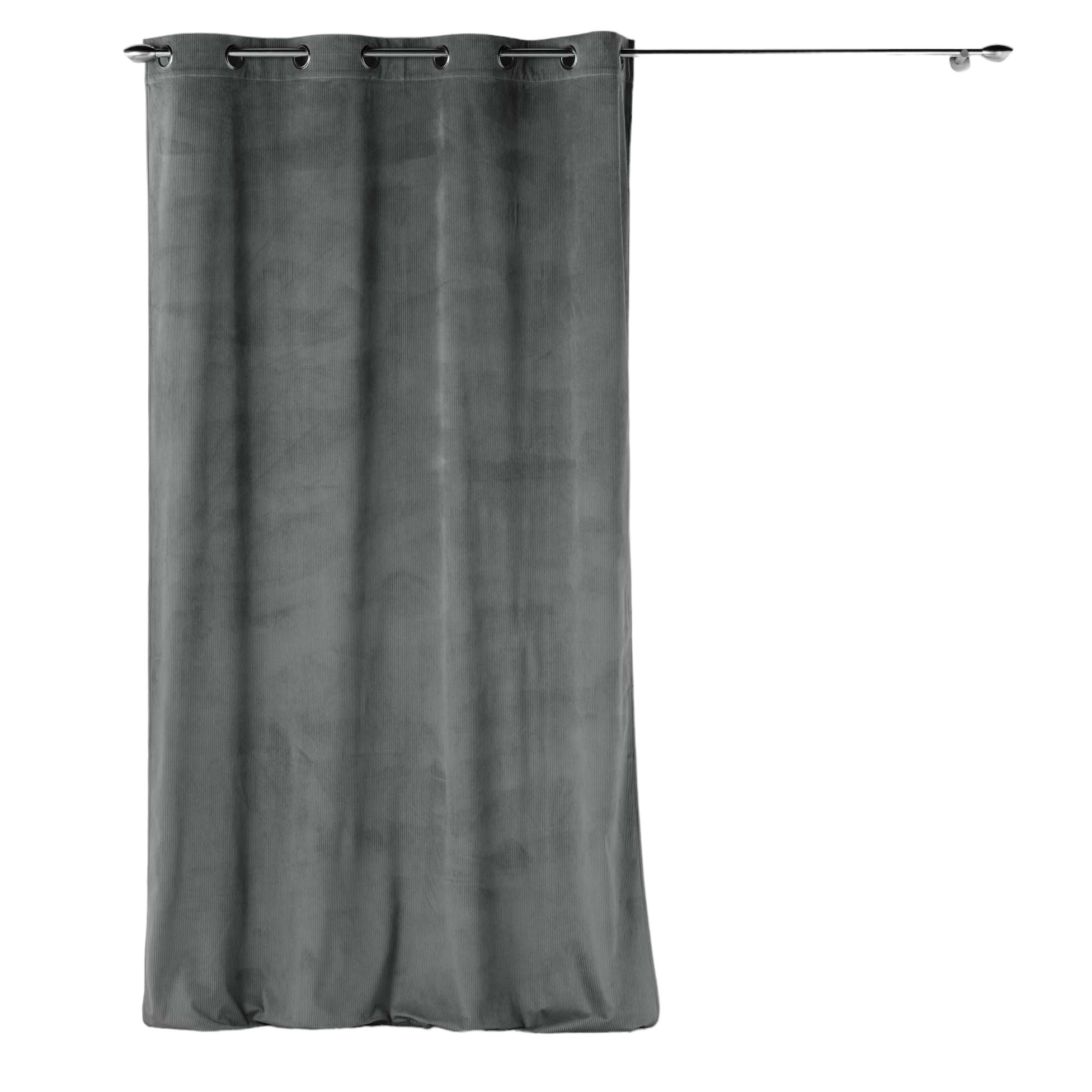Rideau a oeillets velours 140 x 260 cm cottele anthracite