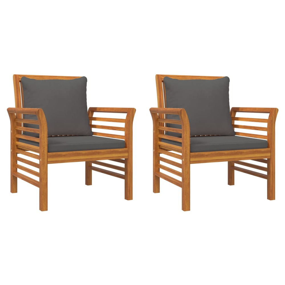 Chaises de canapé coussins gris foncé lot de 2 acacia massif