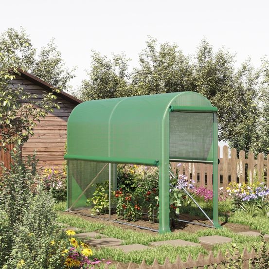Serre de jardin pe 140 g/m² 300 x 100 x 200 cm verte pour tomates et plantes protection uv - comfortxl outdoor living