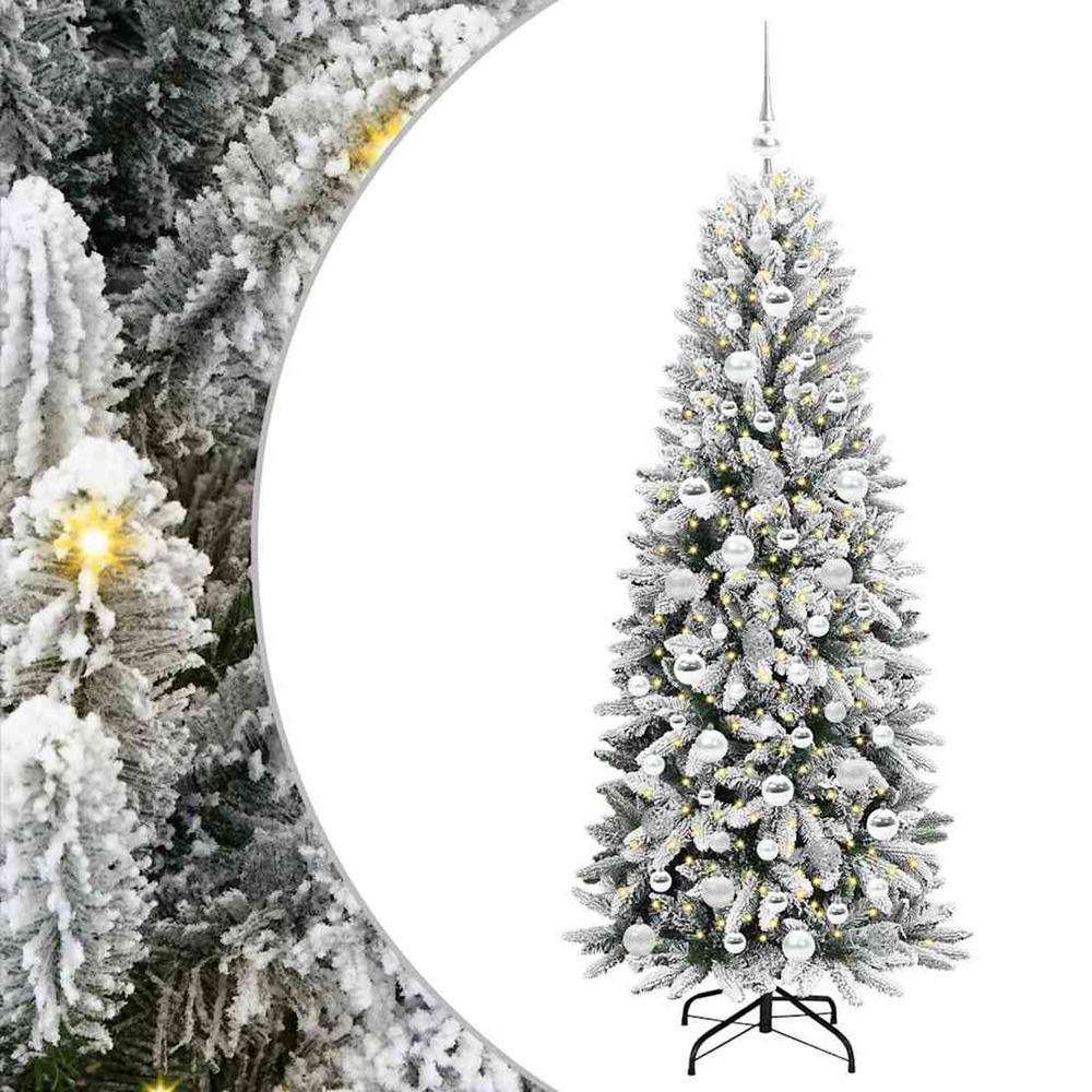 Sapin de noël artificiel avec 300 led avec support blanc 180 cm