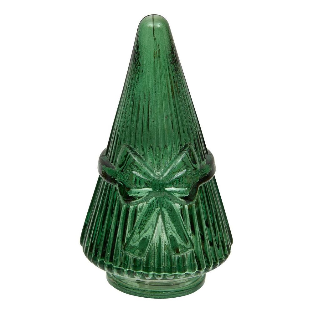 Sapin de noël lumineux avec nœud en verre 5 led h. 11 cm à piles