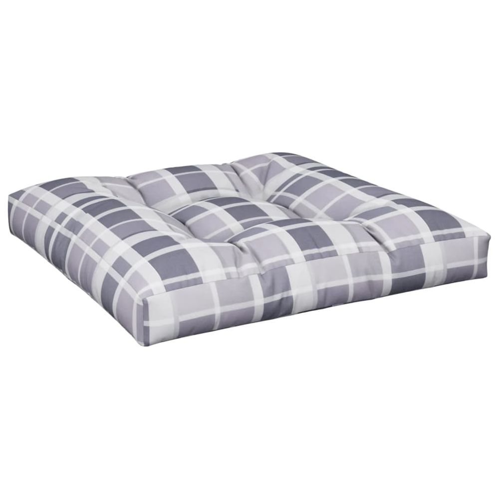 Coussin de palette motif à carreaux gris 80x80x12 cm tissu