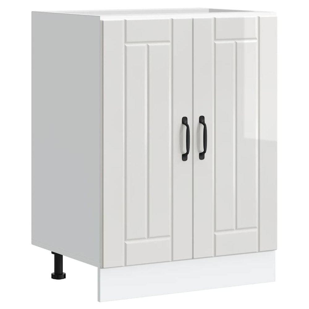 Meuble de base de lavabo lucca blanc brillant bois ingénierie