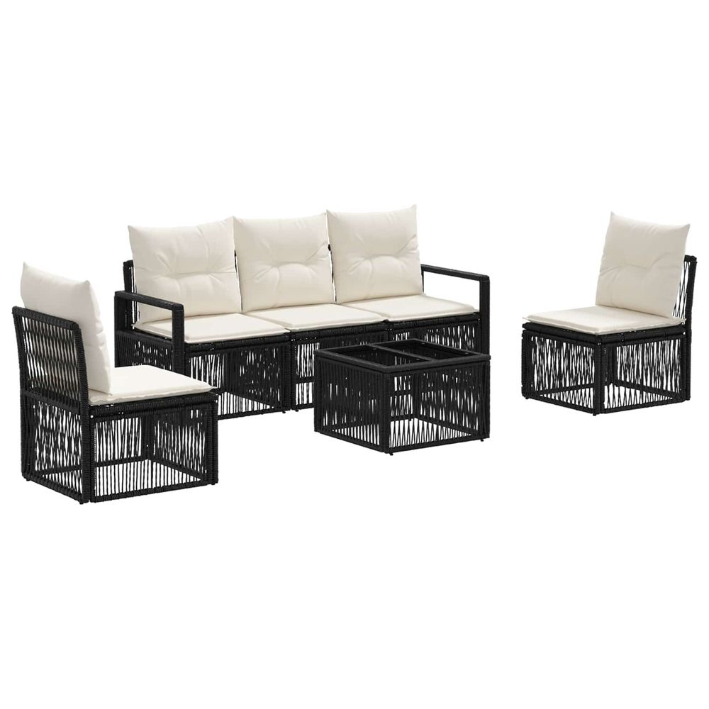 Ensemble de canapé de jardin 6 pc noir polyrotin