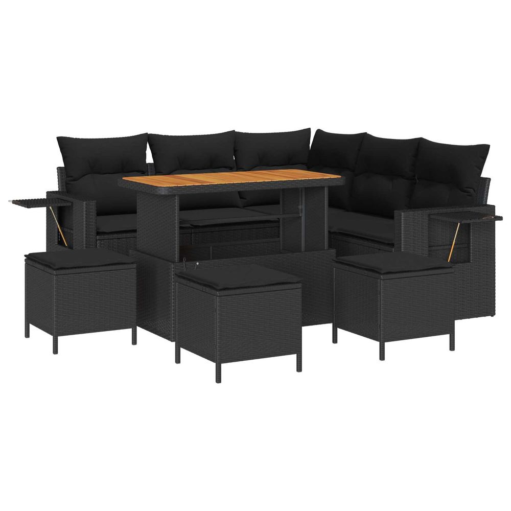 Ensemble de canapé de jardin 9 pc noir polyrotin