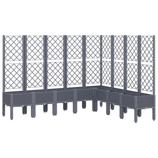 Jardinière bac lit surélevé plantes fleurs terrasse jardin avec treillis 200 x 160 x 142 cm pp gris
