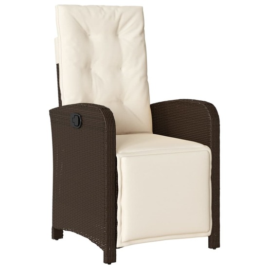 Chaise inclinable de jardin repose-pied marron résine tressée