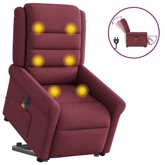Fauteuil inclinable de massage électrique rouge bordeaux tissu