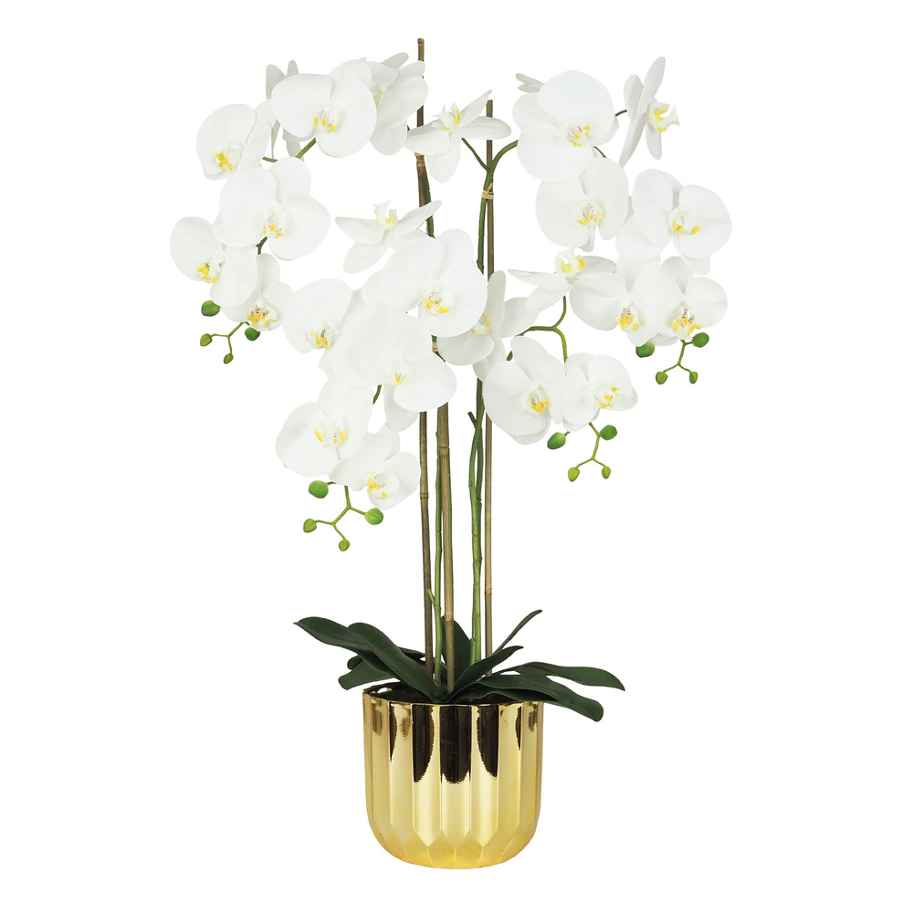 Orchidée artificielle toucher naturel pot or 100cm