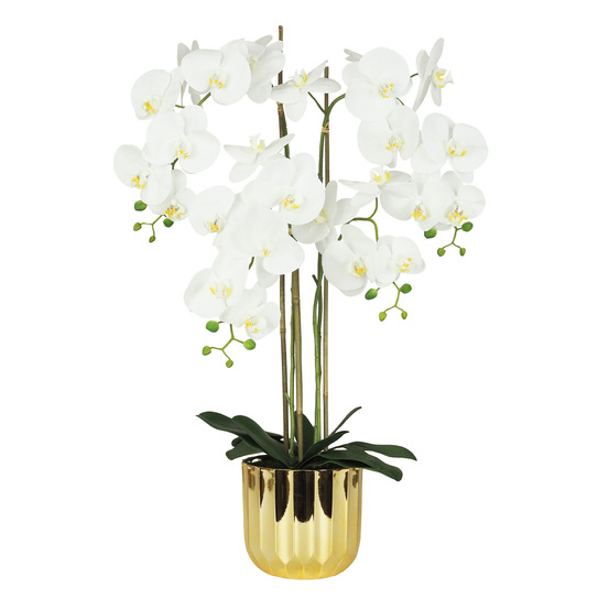 Orchidée artificielle toucher naturel pot or 100cm