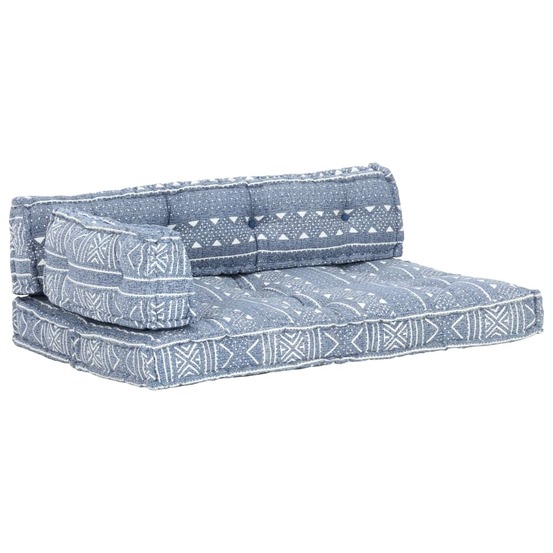 Coussin de canapé palette indigo tissu patchwork