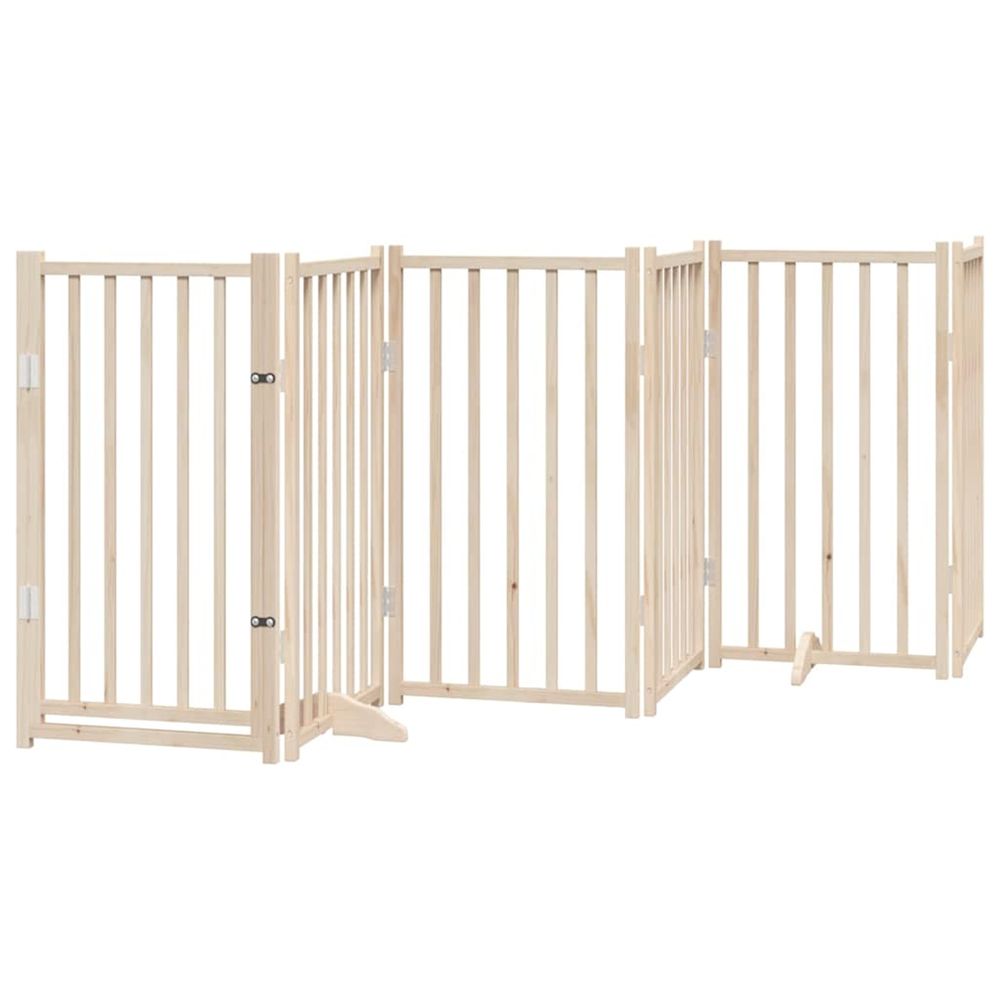 Barrière pour chien avec porte pliable 6 panneaux 300 cm bois massif sapin