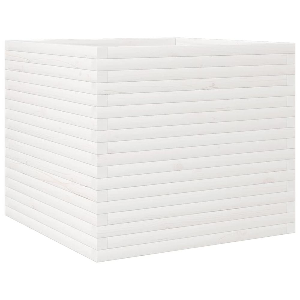 Jardinière blanc 80x80x68,5 cm bois de pin massif