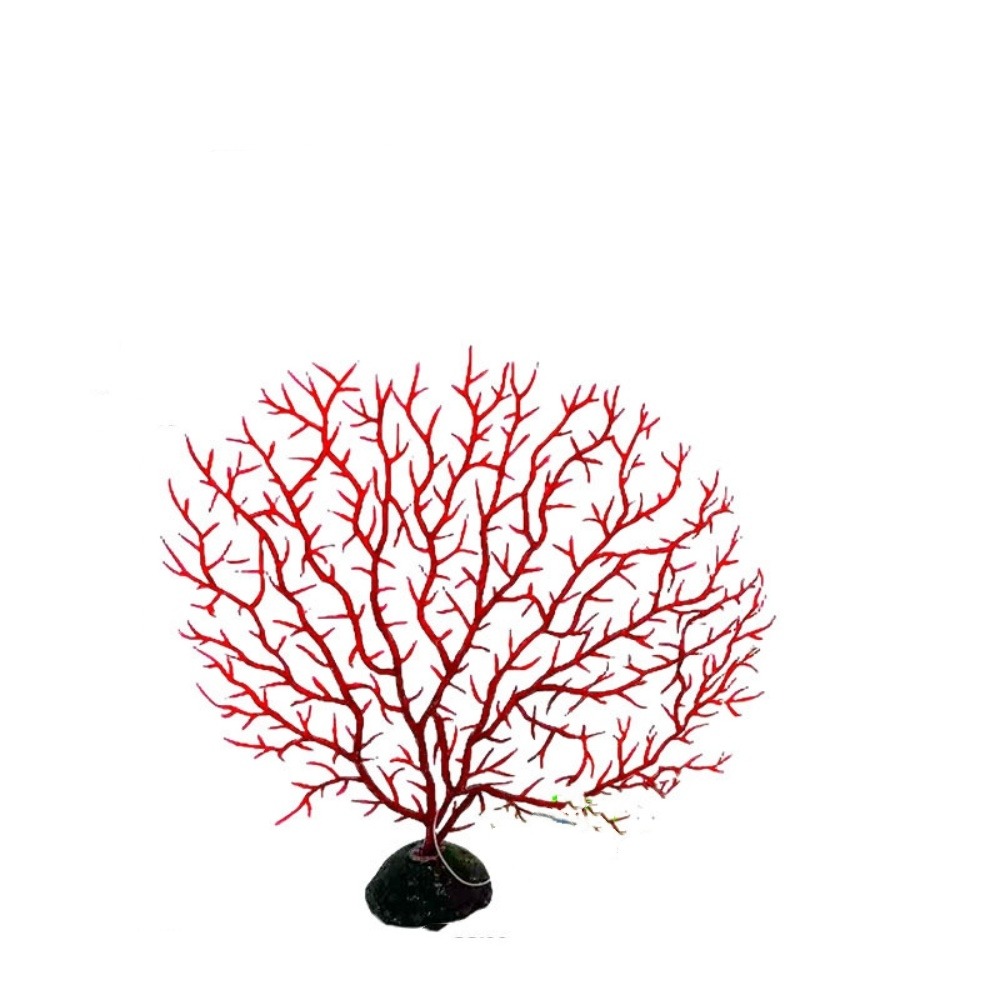 Décoration en corail et micro-plantes pour aquarium rouge