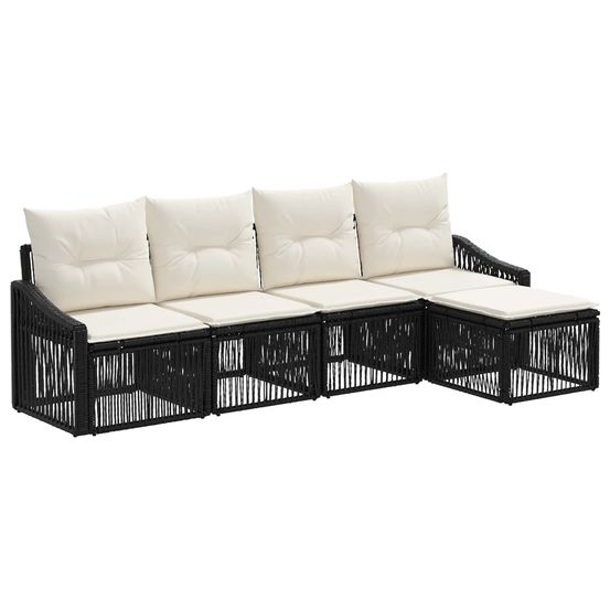 Ensemble de canapé de jardin 5 pc noir polyrotin