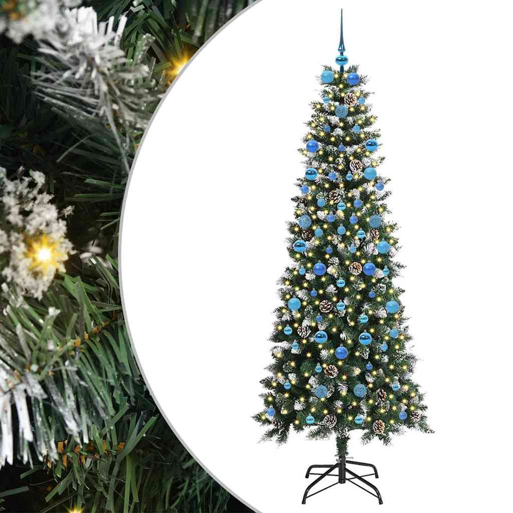 Sapin de noël artificiel vert 210 cm pvc, plastique et acier