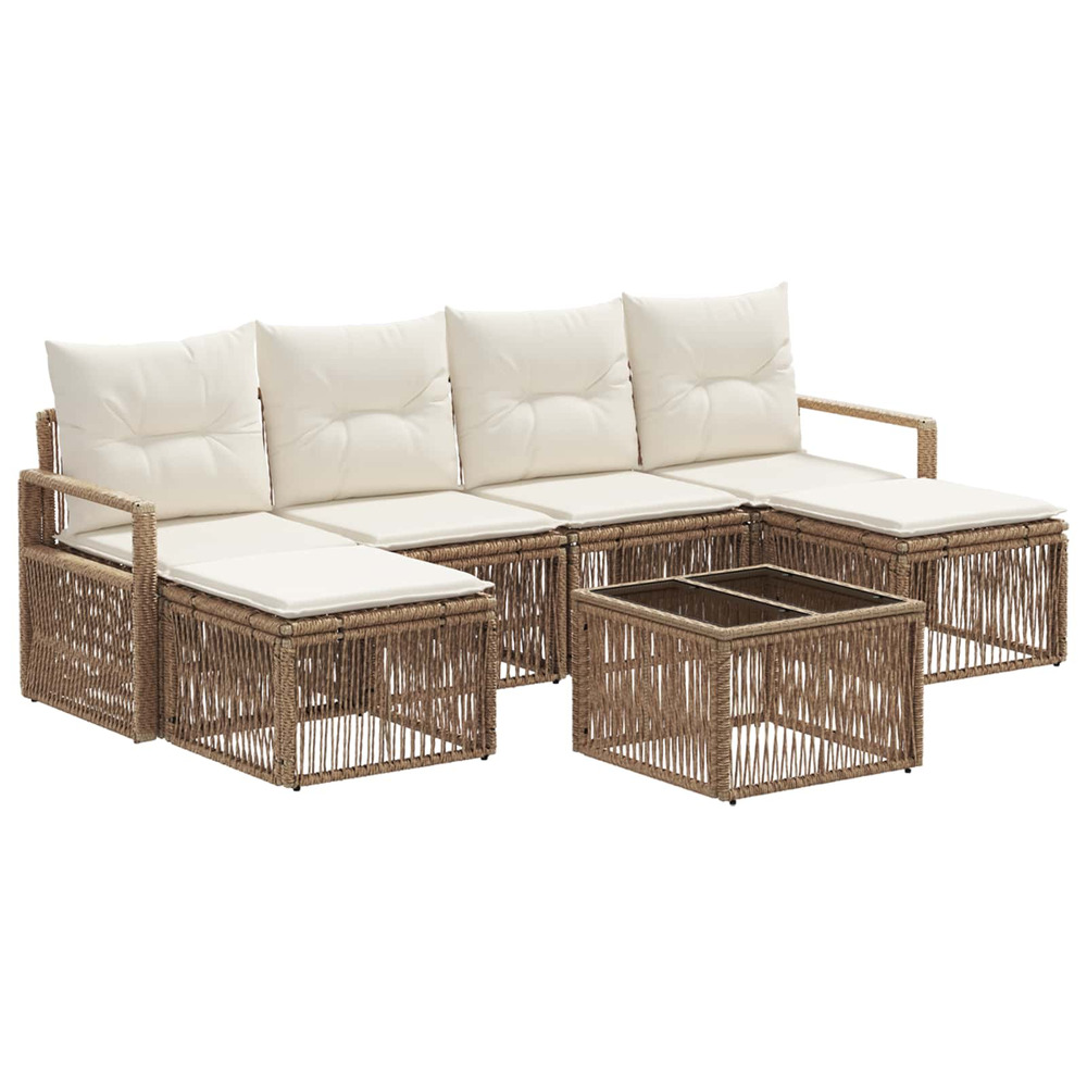 Ensemble de canapé de jardin 7 pcs beige polyrotin