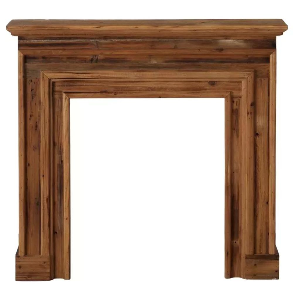 Cheminée décorative boltze en bois recyclé vieilli marron h 102 cm, déco de noël d'intérieur