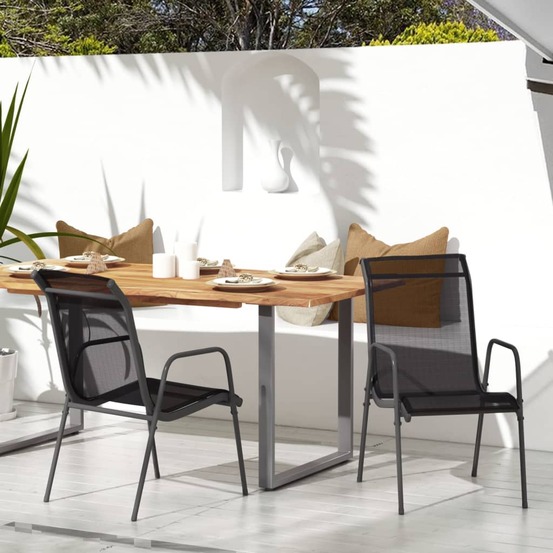 Chaises de jardin lot de 2 acier et textilène noir