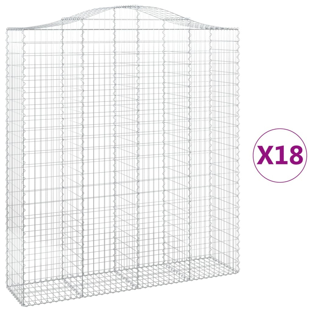 Paniers à gabions arqués 18 pcs 200x50x220/240 cm fer galvanisé
