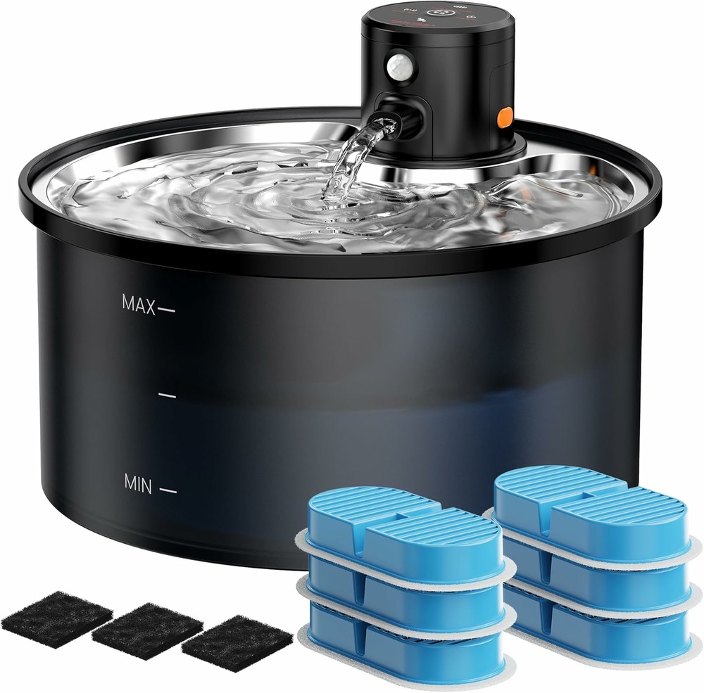 Fontaine à eau pour chat à pile de 3,2l noir