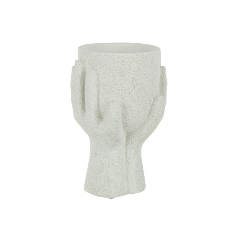 Cache-pot main en céramique blanche 13.5x11x19 cm