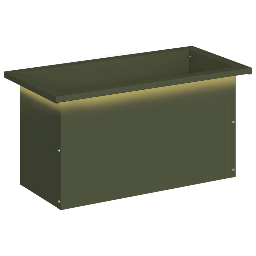 Jardinière d'extérieur de jardin avec led vert olive 30 x 60 x 30 cm acier
