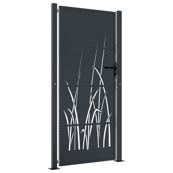 Portail de jardin anthracite 105x205 cm acier design herbe