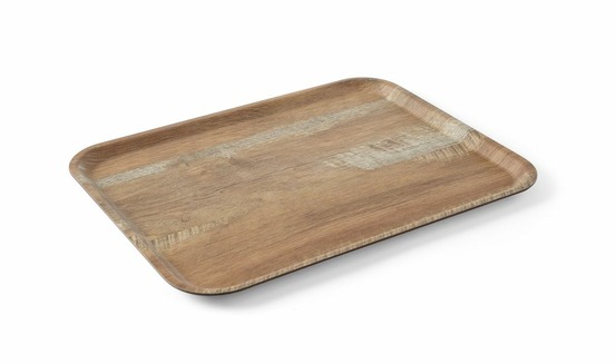 Plateau de service en mélamine avec imprimé bois 370x530mm - hendi