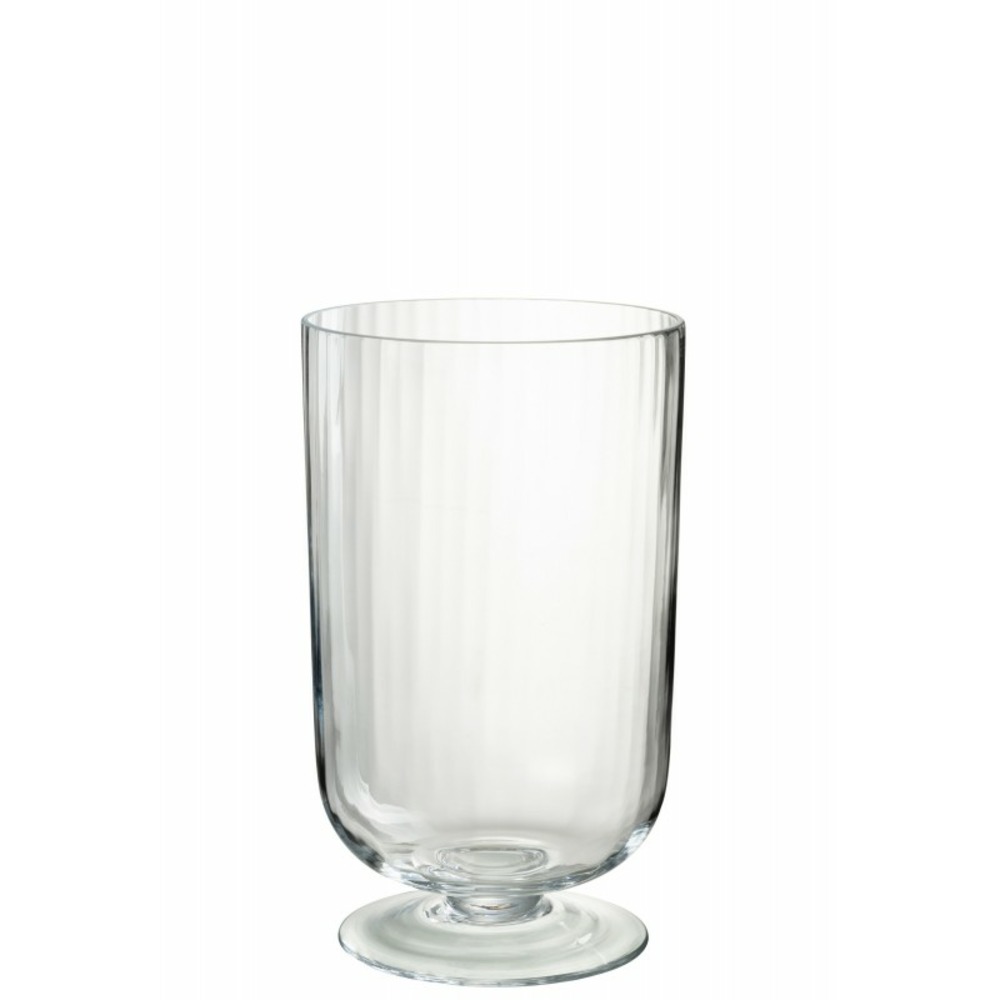 Photophore sur ped en verre transparent 22.5x22.5x39 cm