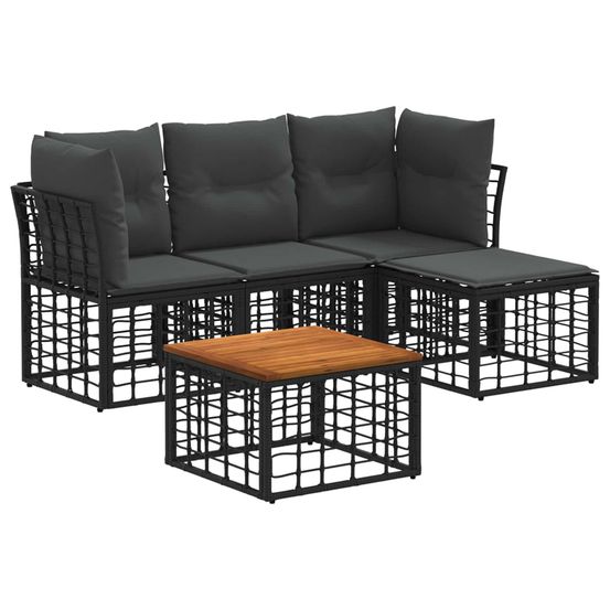 Ensemble de canapés d'extérieur 5 pc noir et gris foncé