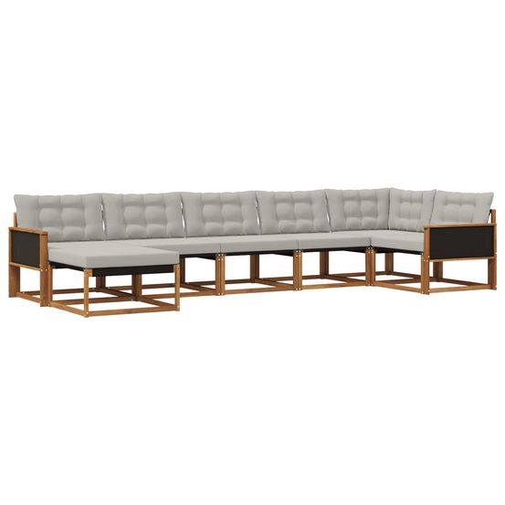 Ensemble de canapés d'extérieur 7 pc naturel et gris clair