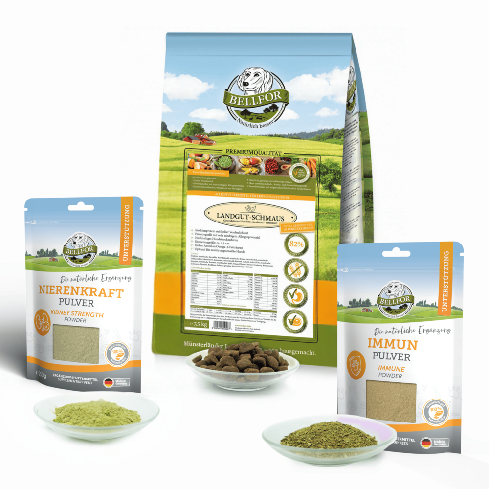 Kit économique no. 7 - landgut-schmaus 7,5kg + poudre pour renforcer les reins 250g + immunitaires poudre 250g