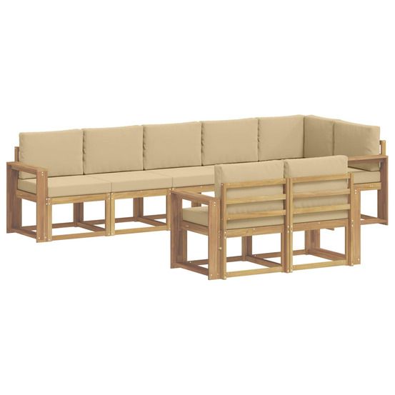 Ensemble de canapés d'extérieur 8 pc blanc et beige polyester