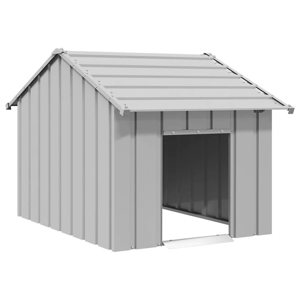 Niche pour chien acier galvanisé avec toit pour jardin extérieur gris 83x130cm