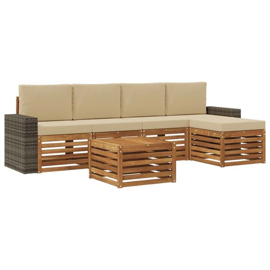 Ensemble de canapés d'extérieur 6 pc naturel et beige