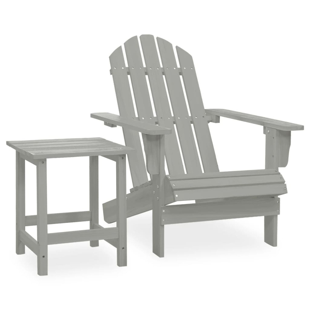 Chaise de jardin adirondack avec table bois de sapin gris