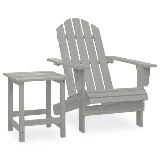 Chaise de jardin adirondack avec table bois de sapin gris