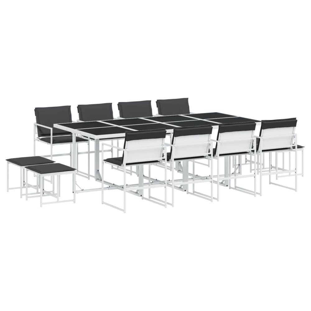 Ensemble à manger de jardin avec coussins 13pcs blanc textilène
