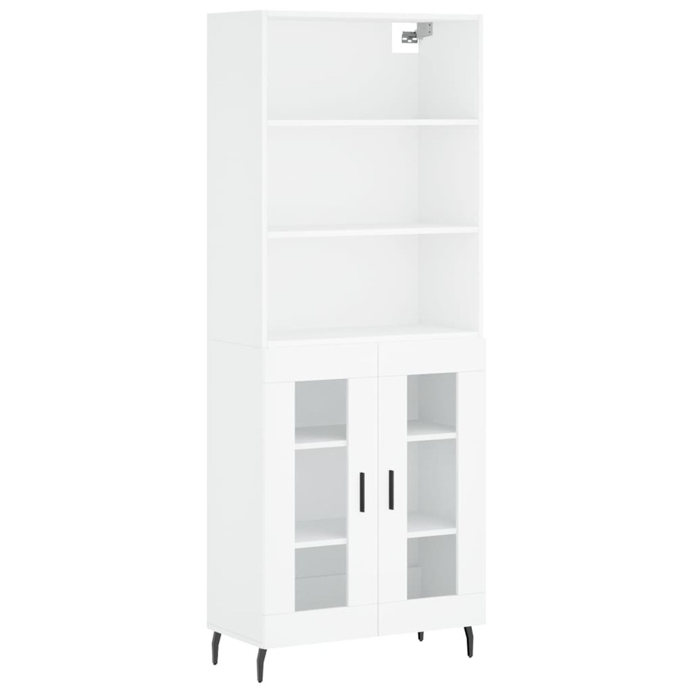 Buffet bahut commode armoire meuble de rangement organisateur cuisine salle de séjour salon haut 69,5 x 34 x 180 cm bois d'in