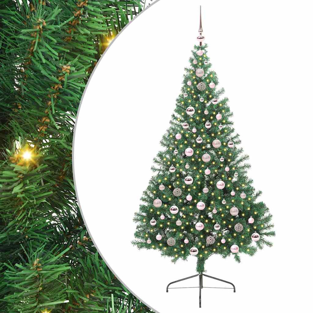 Sapin de noël artificiel pré-éclairé vert 210 cm pvc